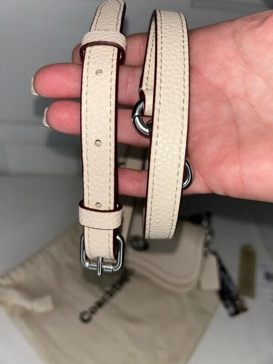 Coach Micro Wavy Dinky in Cream Pebbled Leather Crossbody with Chain Strap NWT - Picture 8 of 10